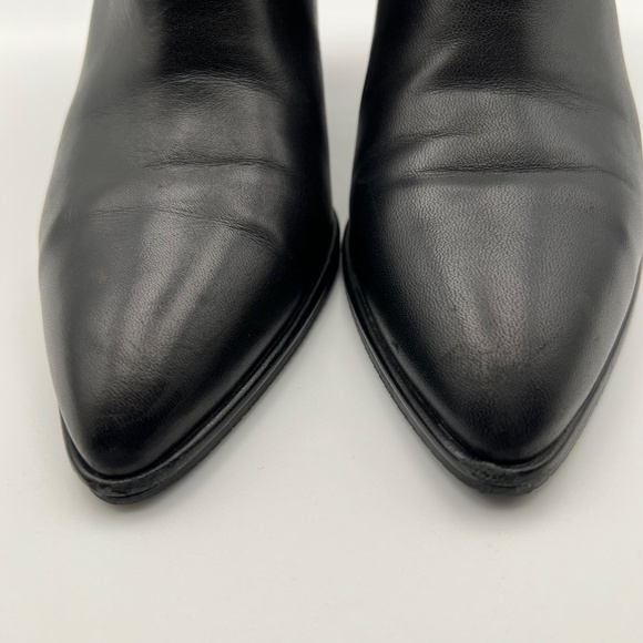 Stuart Weitzman Gardiner Bow Accent Block Heel Bootie Black Leather Women's 6 - Picture 8 of 13